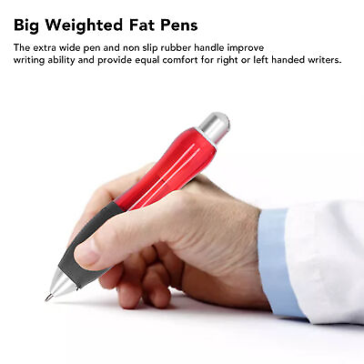 #ad 5pcs Big Fat Pens Red Body Retractable Big Fat Ballpoint Pens With Hanging R HPT $8.92