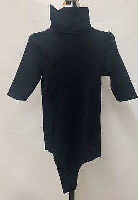 #ad Commando Women#x27;s Short Sleeve Turtleneck Snap Black Thong Bodysuit One Size $37.99
