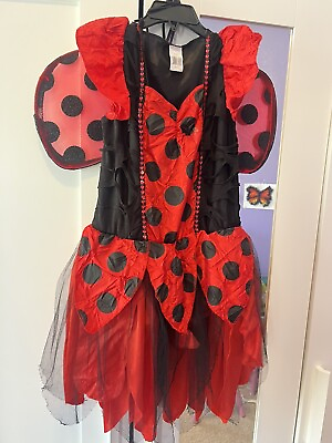 #ad LIGHTS UP Ladybug Dress amp; Wings Tiara Halloween Girls Dance Costume Sz 8 10 $18.95