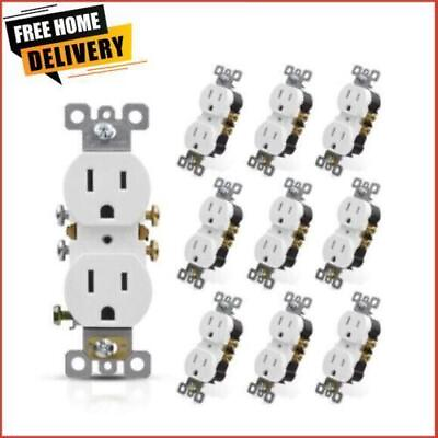 #ad 10 Pack Outlet Receptacle 125v 15 Amp Duplex Residential amp; Dual Electrical Wall $7.49