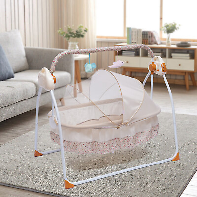 #ad Electric Baby Swing Rocking Chair Bassinet Rocker Music Cradle MP3 Remote $78.85