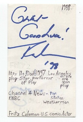 #ad Fritz Coleman Signed 3x5 Index Card Autographed Signature Weatherman $45.00