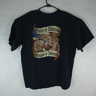 #ad USMC Corps Once A Marine Always A Marine Bulldog T Shirt Cotton Black Size XXL $14.99