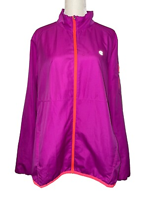 Champion Full Zip Windbreaker Track Jacket Womens XL Purple Orange $18.00