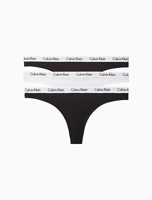 #ad Calvin Klein Underwear Women#x27;s Carousel 3 Pack Thong Black White Black Small $24.98