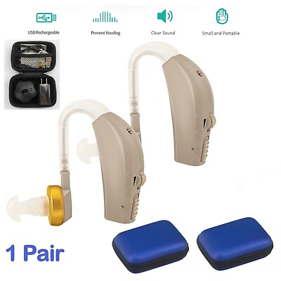 #ad BTE Rechargeable Digital Hearing Aid Severe Loss Ear Aid HIGH POWER Tool Kit $26.99