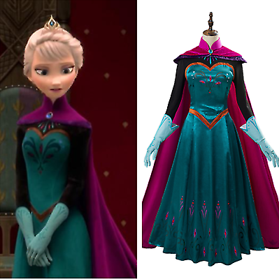#ad Frozen 2 Elsa Queen Costume Cosplay Costume Dress Cape Halloween Outfit Gift $89.12