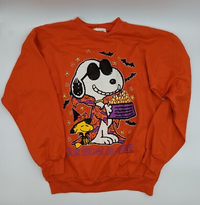 #ad Orange Peanuts Snoopy Halloween Joe Trick Treat Sweatshirt Novel Tees Medium D3 $24.99