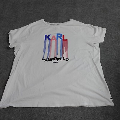 #ad Karl Lagerfeld T shirt 3X White Official Spellout $19.90