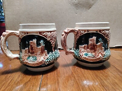 #ad VInyage Germany Drachenfels amp; Rheinstein Castles 3D Embossed Mug Stein $5.35