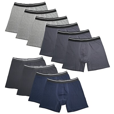 #ad 10PK Assorted Mens Cotton Boxer Briefs Comfort Flexible Soft Waistband Underwear $29.39