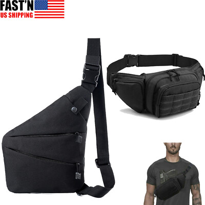 #ad Tactical Fanny Pack Gun Holster Concealed Carry Pistol Military Waist Bag Pouch $11.89