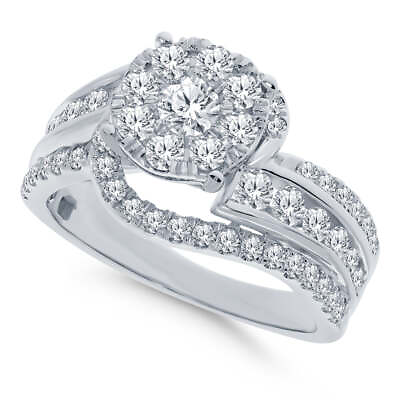 #ad 10K WHITE GOLD 1.75 CARAT WOMEN REAL DIAMOND ENGAGEMENT RING WEDDING RING BRIDAL $690.00