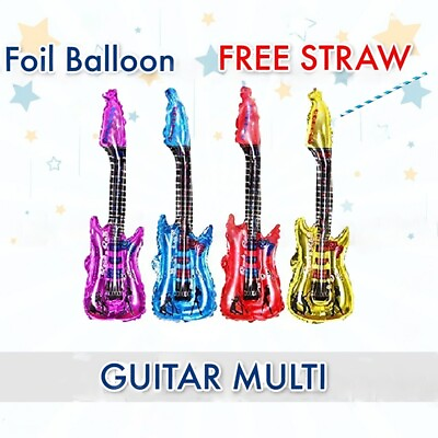 #ad Guitar Shaped Balloon Supershape Foil Helium kids fancy music birthday party UK GBP 15.99