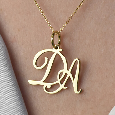 #ad Personalized 14K Gold Initial Letter Pendant Necklace A Z Alphabet Women Choker $220.08