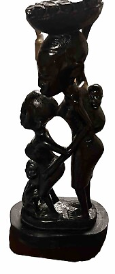 #ad African Tree of Life Ebony Wood Carved Sculpture Detailed 16.25”tall $130.00