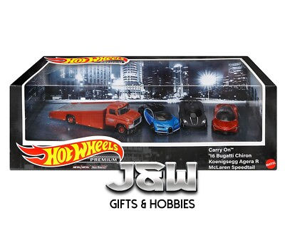 #ad Hot Wheels Premium 4 Cars set Bugatti Chiron Koenigsegg Agera R amp;McLaren 1 64 $26.99