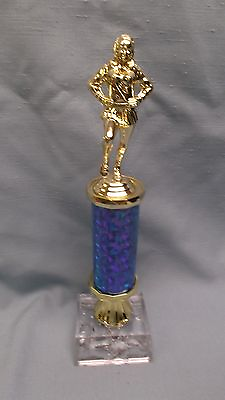 #ad CHEERLEADER trophy blue amp; gold column clear acrylic base $4.01