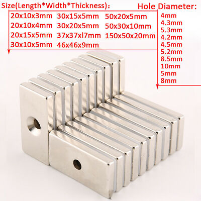#ad N35 Block Magnet with Countersunk Hole Square Rare Earth Magnet 20mm 30mm $6.66