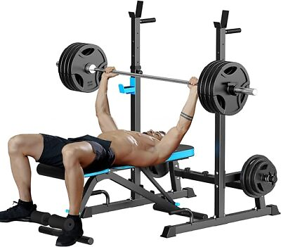 #ad Weight Bench with Squat Rack Bench Press Rack Two Piece Set Adjustable Bench $190.99