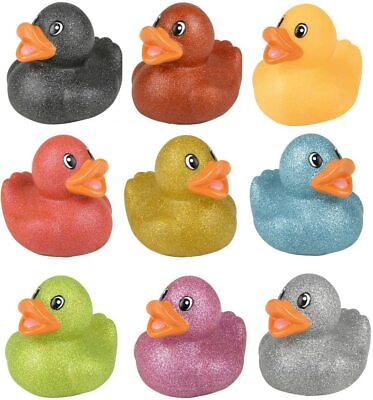 #ad 10 Pack Colorful Glitter Rubber Duckies 2quot; Assorted Color Ducks Ducky Duck $10.99