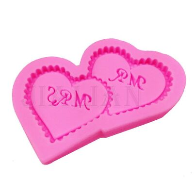 #ad Heart Silicone Mold Mr Mrs Letters Chocolate Baking Fondant Cake Decor Moulds $12.65