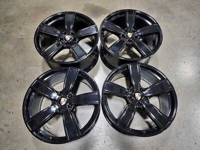 #ad 22quot; Porsche Cayenne OEM Sport Classic Wheels in Gloss Black Set Of 4 Rims $3525.00
