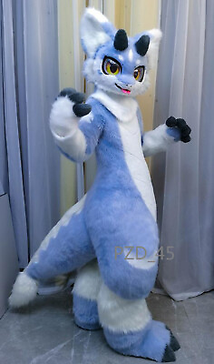 #ad Fursuit Long Fur Husky Dog Fox Mascot Costume Carnival Halloween Suit Cosplay27# $336.72