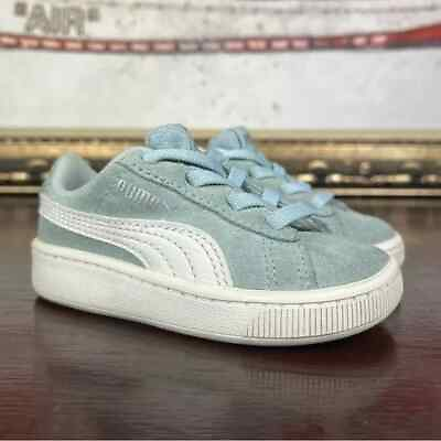 #ad Puma Vikky V2 Suede Toddler Sneaker Size 5 Light Blue Tennis Shoes $13.50