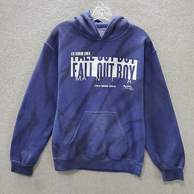 #ad Fall Out Boy Women Sweatshirt Small Blue Tie Dye Hoodie Logo Mania Graphic READ $20.92