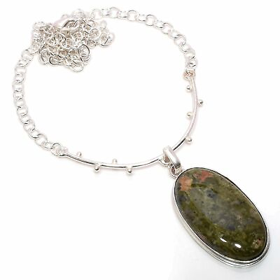 #ad Unakite Gemstone 925 Sterling Silver Jewelry Necklace 17 18quot; $7.82