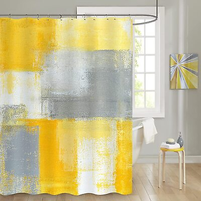 #ad MitoVilla Yellow Ombre Shower Curtains for Rustic Abstract Bathroom Decor Musta $46.76