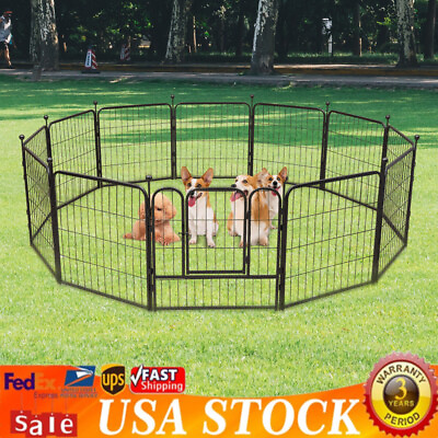 #ad 12 Panels Dog Fence Puppy Pen Outdoor Pet Playpen Portable Dog Kennel Indoor $77.90