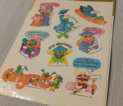 #ad Vintage 1981 Jim Henson Muppet Stickers Graduation NOS Scrapbook Embellishments $10.00