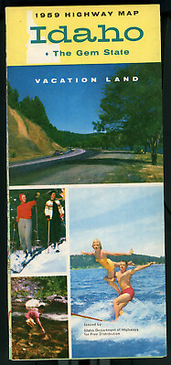 #ad Vintage 1959 Idaho Official Road Map – State Highway Department Rand McNally $8.99