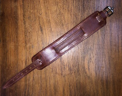 #ad 12mm brown leather handmade WWI WWII army military trench watch bund strap band $22.00