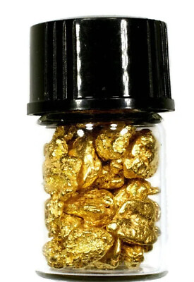 #ad 1.000 GRAMS ALASKAN YUKON BC NATURAL PURE GOLD NUGGETS #6 MESH W BOTTLE #B600 $94.68