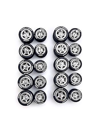 #ad Hot Wheels 50x Chrome Muscle Car Real Riders Wheels w Rubber Tires Set for 1 64 $175.00