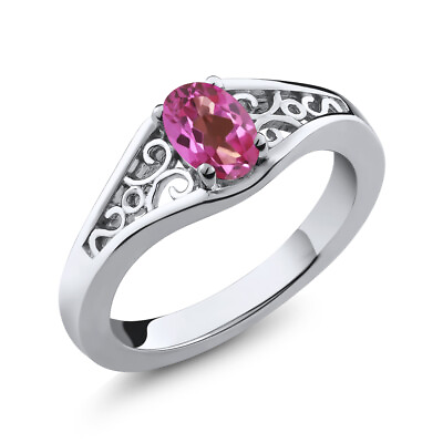 #ad 1.00 Ct Oval Pink Mystic Topaz 925 Sterling Silver Ring $33.99