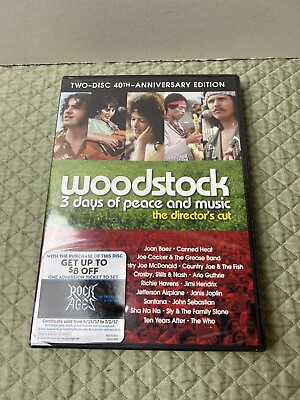 #ad Woodstock: Three Days of Peace Music DVD 2012 2 Disc Set New Sealed $14.00