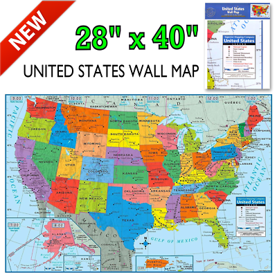 #ad Wall Map Of The United States USA Road Travel Maps City Name US Poster 28quot;x40quot; $11.75