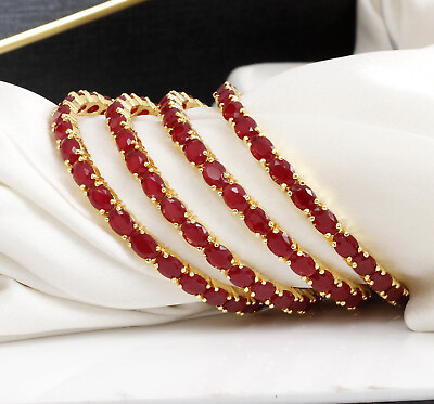 #ad Indian Ethnic Gold Plated AD CZ Metal Bangles Bracelet Churi Set Wedding Jewelry $24.99
