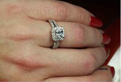 #ad NEW PRINCESS CUT 2.15 CT CZ STERLING SILVER ENGAGEMENT RING WEDDING RING SET $17.82