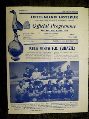 #ad 1958 Floodlight Friendly Match Tottenham Hotspur V Bela Vista Brazil GBP 79.99