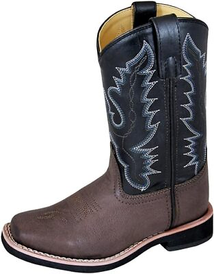 #ad Smoky Mountain Tyler Kids Square Toe Leather Western Boots 7 Kid Brown Black $40.00