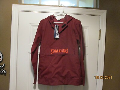 #ad Spalding Pull Over Logo XS Anorak Rain Jacket Burgundy Maroon $19.99