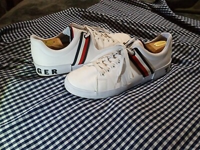#ad TOMMY HILFIGER RAMUS WHITE SNEAKERS SIZE 11.5 BIG BACK LOGO YAHCT COUNTRY CLUB $49.99