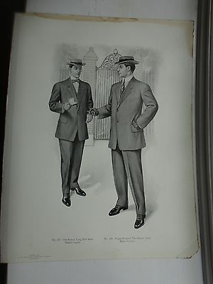 #ad Vintage B W Clothing Art Lithograph #657 #658 from Spring amp; Summer 1908 $80.00
