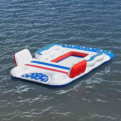 #ad Tropical Tahiti Inflatable Floating Island 6 Person Water Lake Party Raft Float $279.99