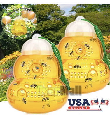 #ad Hanging Outdoor Wasp amp; Fly Trap For Yellow Jackets Hornets Non Toxic Reusable $14.77